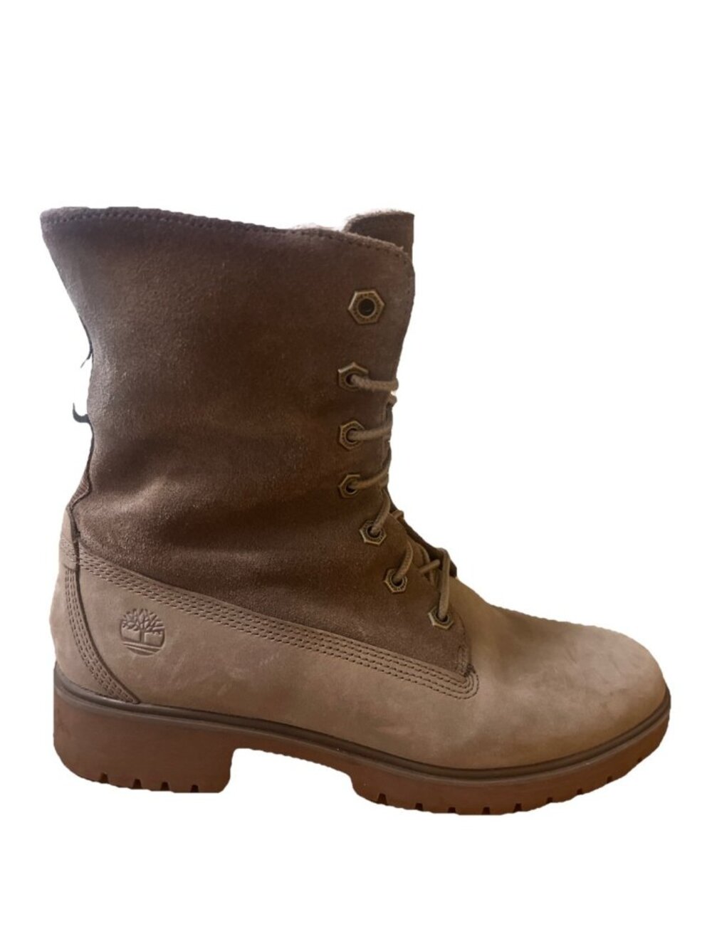 Timberland Authentics Teddy Fleece Fold Down Boots Tan Women's 8 Water Proof